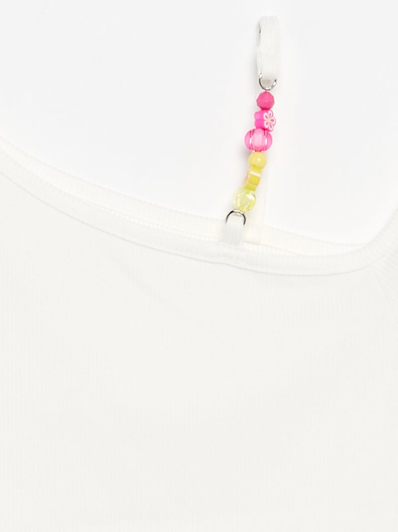 Ribtop met asymmetrische hals Wit - Kiabi