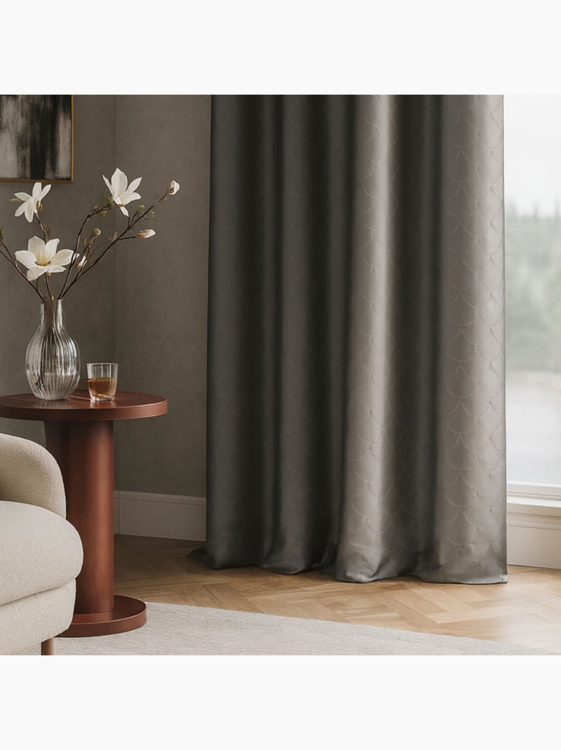 Rideau  - Effet soie motif écaille gris anthracite - Kiabi