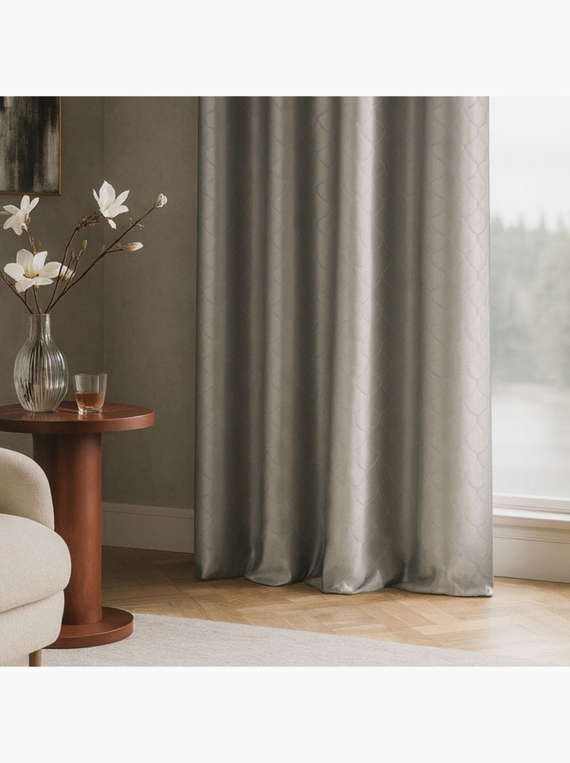 Rideau  - Effet soie motif écaille Taupe - Kiabi