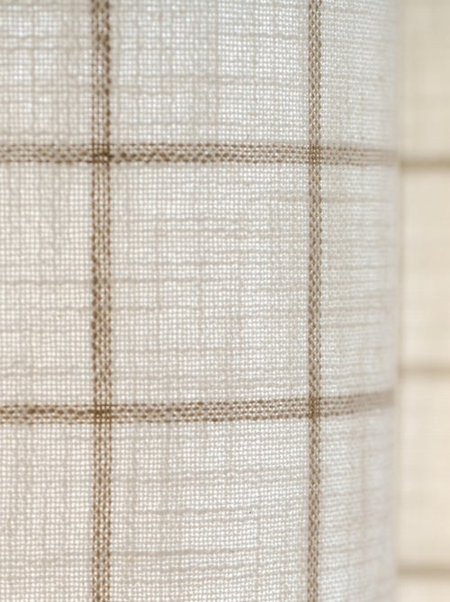 Rideau 100% coton à carreaux beige lourmarin - Kiabi