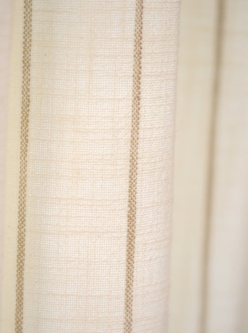 Rideau 100% coton à rayures beige lourmarin - Kiabi