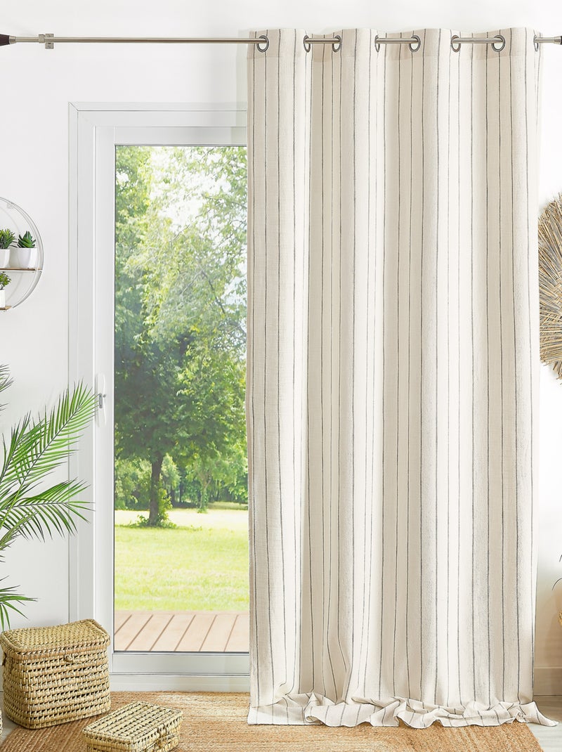 Rideau 100% coton à rayures beige lourmarin Beige - Kiabi