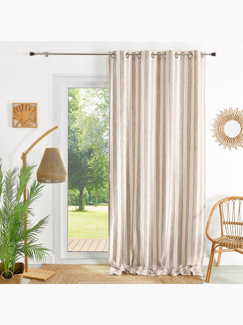 Rideau 100% coton larges rayures lourmarin Beige - Kiabi