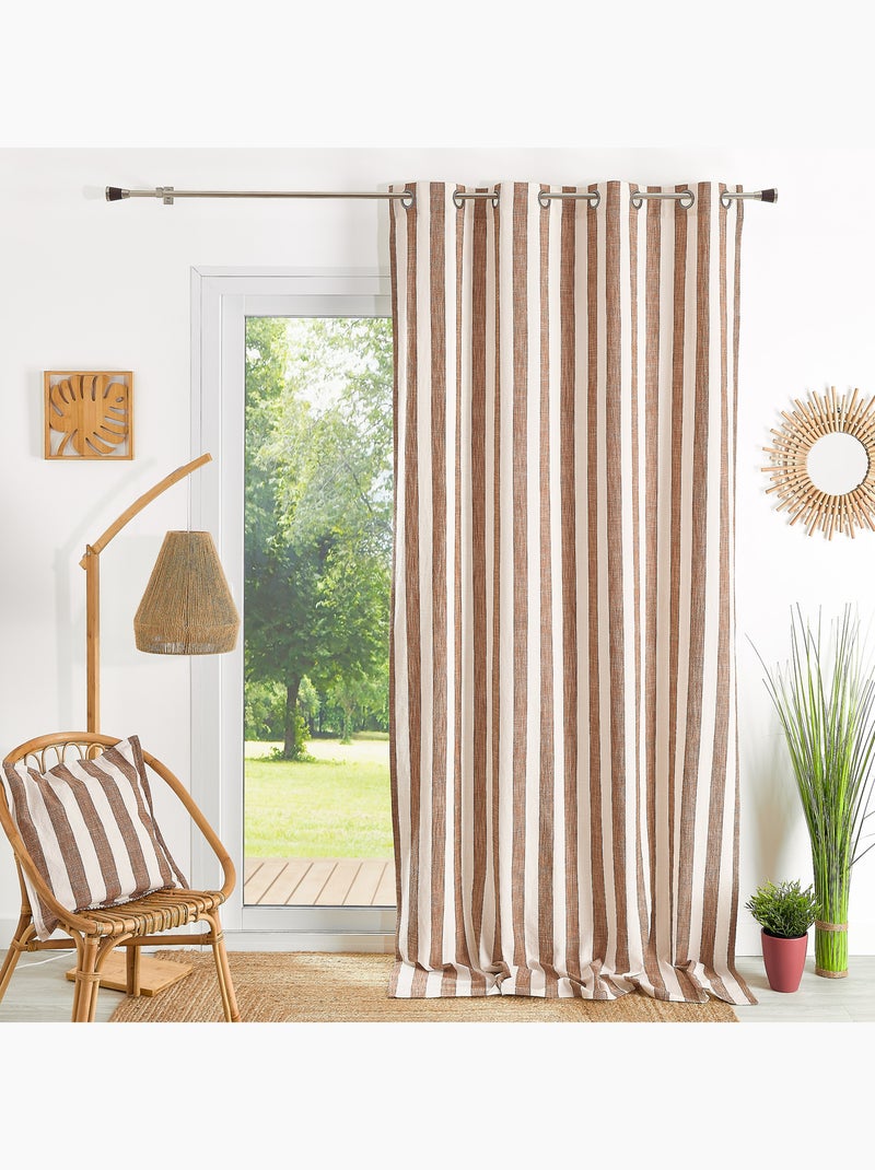 Rideau 100% coton larges rayures lourmarin Terracotta - Kiabi