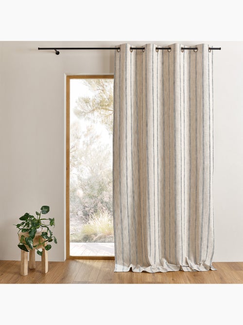 Rideau 100% coton rayures rustiques  lourmarin - Kiabi
