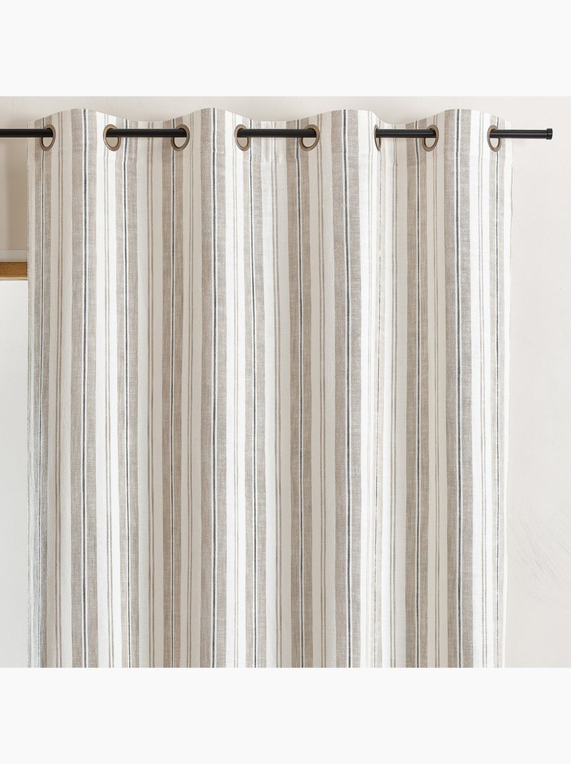 Rideau 100% coton rayures tapissier lourmarin Beige - Kiabi