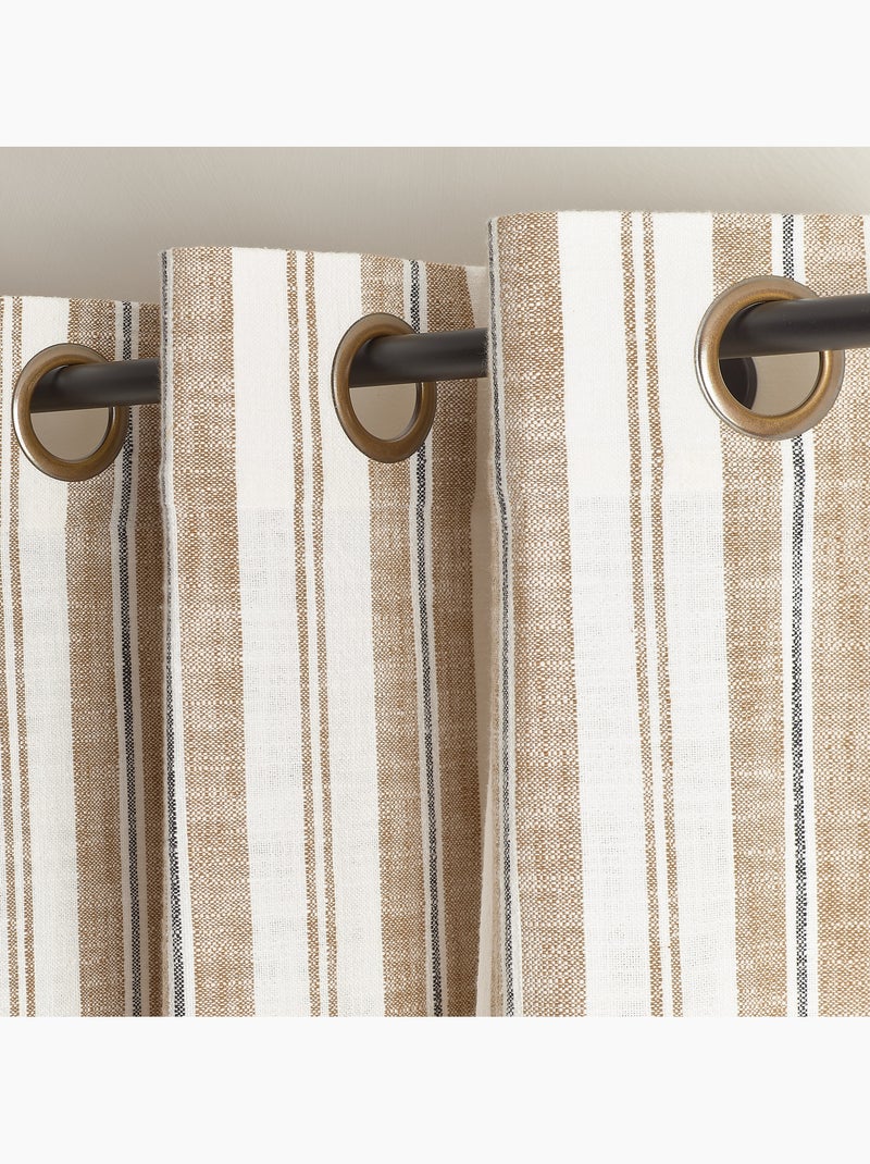 Rideau 100% coton rayures tapissier lourmarin Jaune foncé - Kiabi
