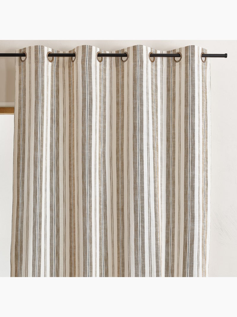 Rideau 100% coton rayures tapissier lourmarin Jaune foncé - Kiabi