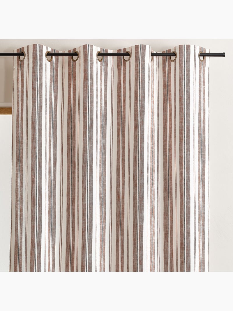 Rideau 100% coton rayures tapissier lourmarin Terracotta - Kiabi