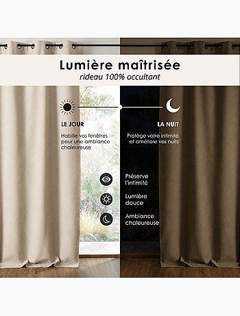 Rideau 100% occultant double face galon fronceur midnight