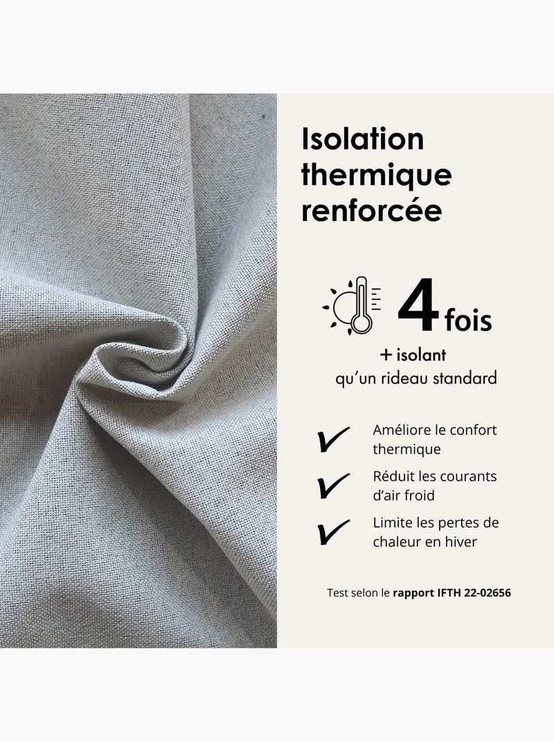 Rideau 100% occultant double face galon fronceur midnight Ivoire - Kiabi