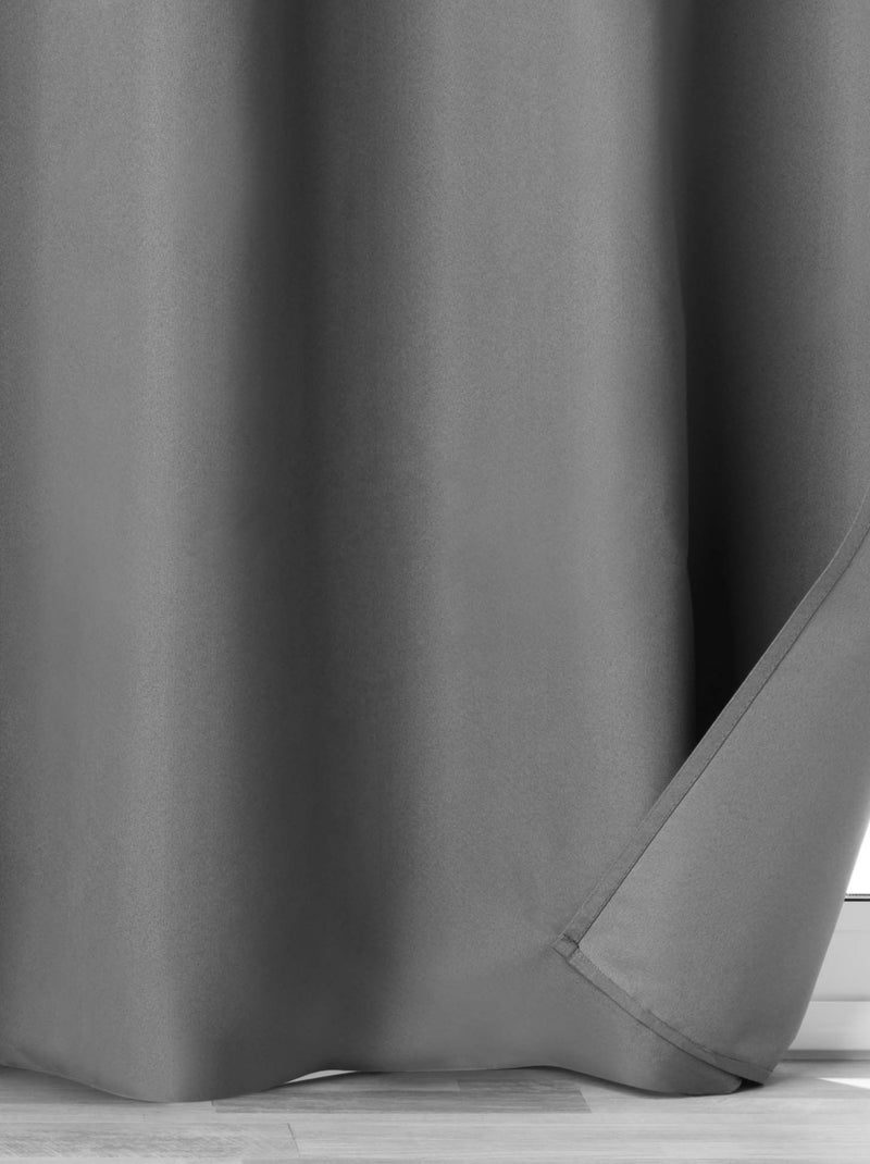 Rideau 100% occultant en microfibre gris anthracite - Kiabi