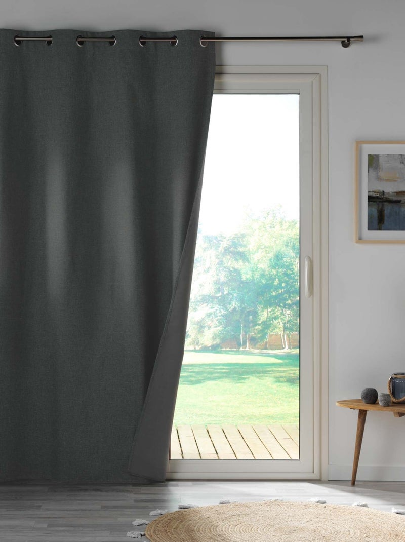 Rideau 100% occultant en microfibre gris anthracite - Kiabi