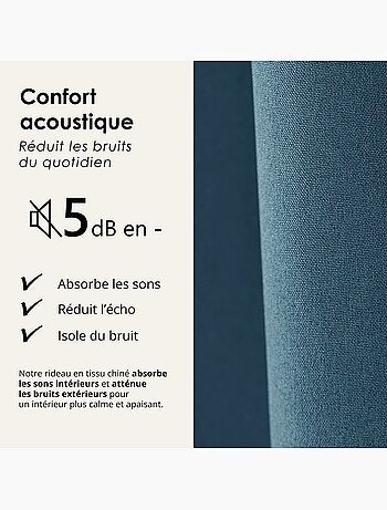 Rideau 100% occultant thermique phonique chiné midnight