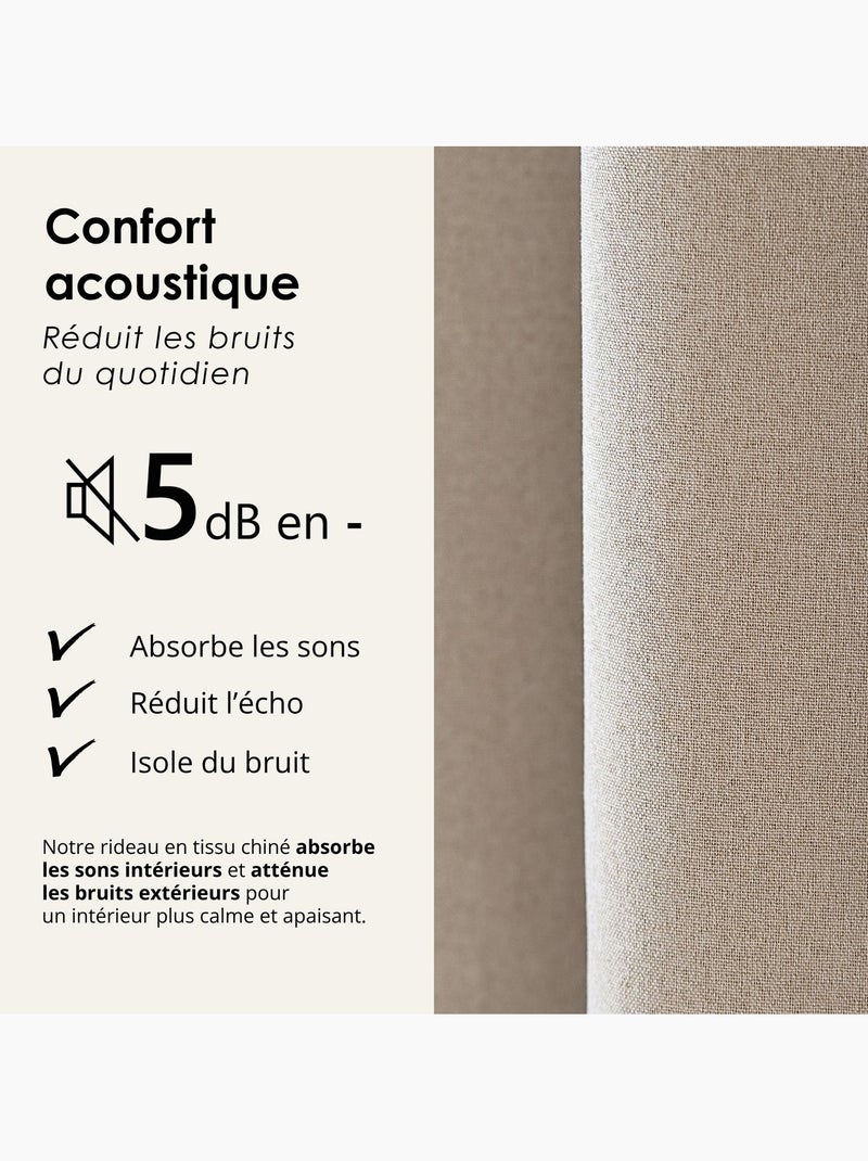 Rideau 100% occultant thermique phonique chiné midnight Bois naturel - Kiabi
