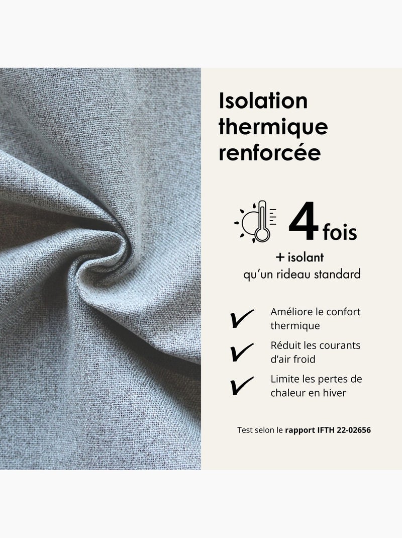 Rideau 100% occultant thermique phonique chiné midnight Gris clair - Kiabi
