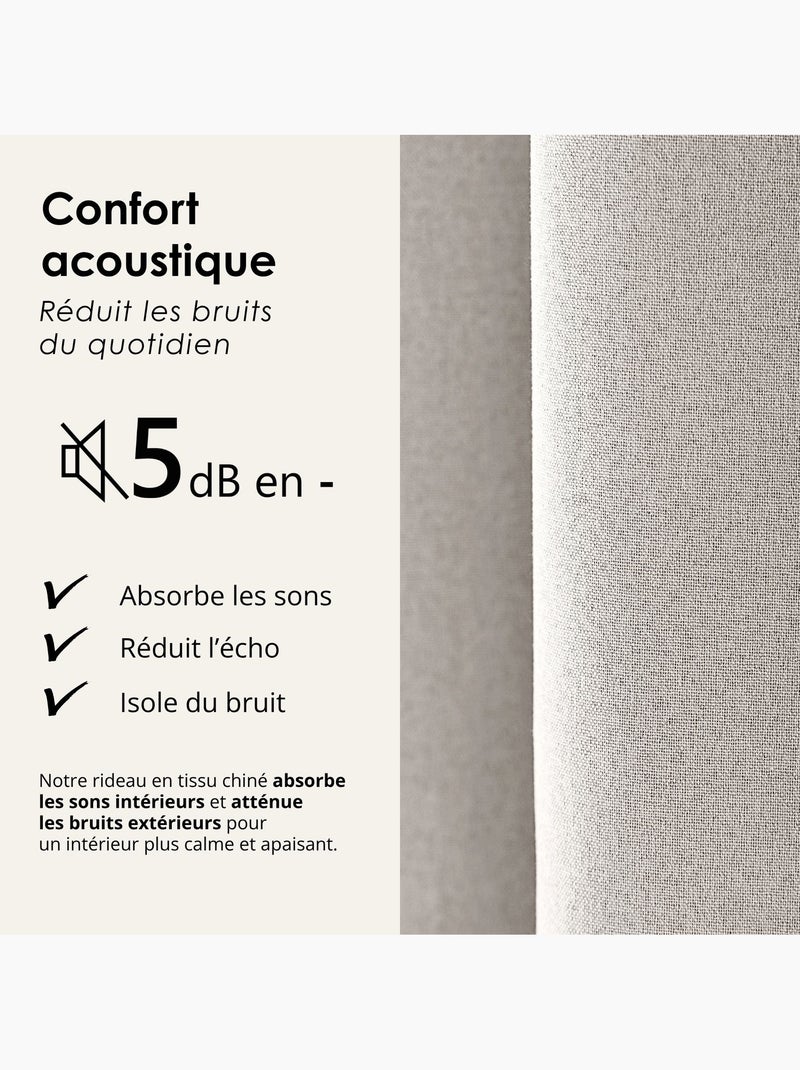 Rideau 100% occultant thermique phonique chiné midnight Ivoire - Kiabi