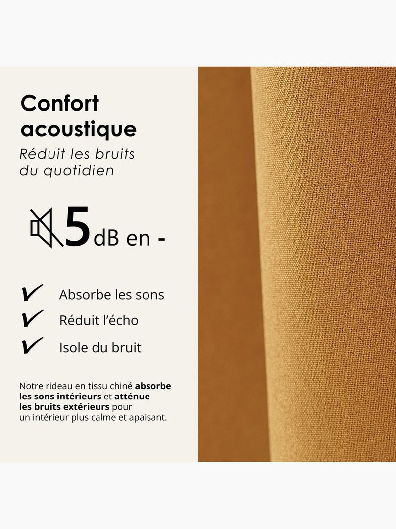 Rideau 100% occultant thermique phonique chiné midnight Jaune foncé - Kiabi