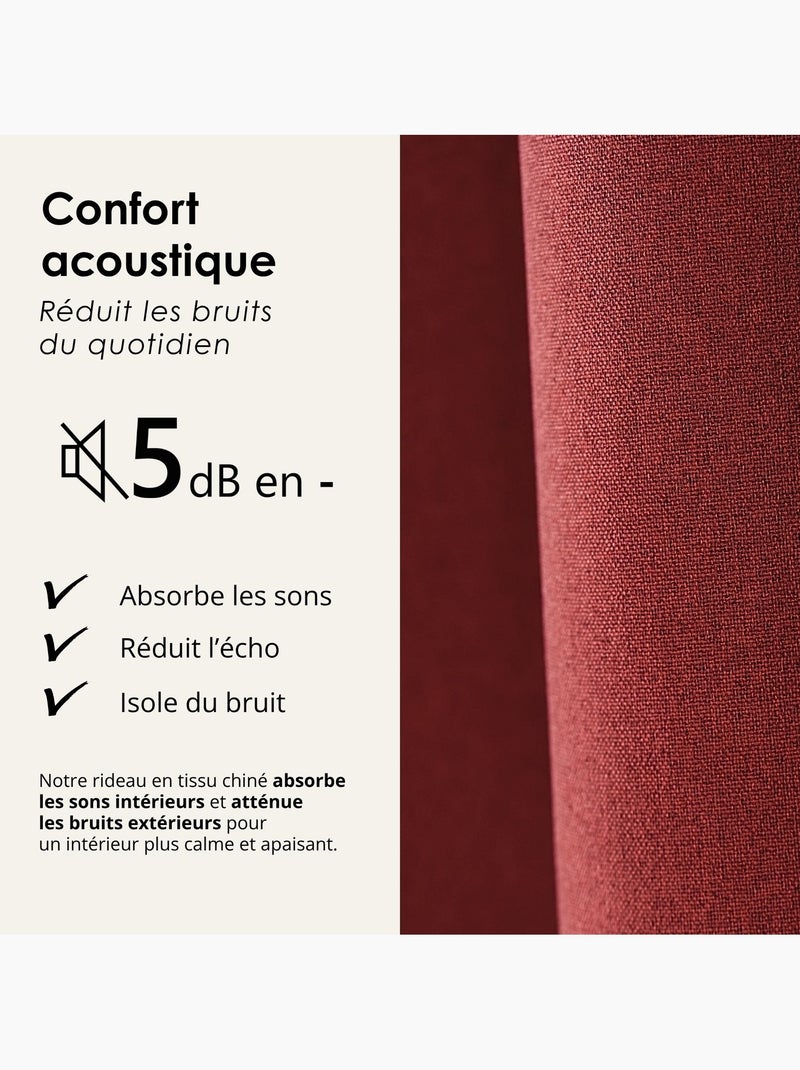Rideau 100% occultant thermique phonique chiné midnight Rouge - Kiabi