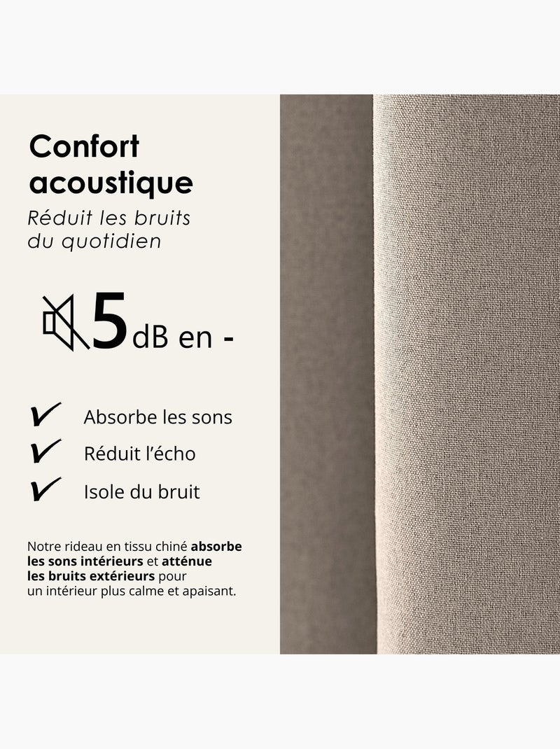 Rideau 100% occultant thermique phonique chiné midnight Taupe - Kiabi