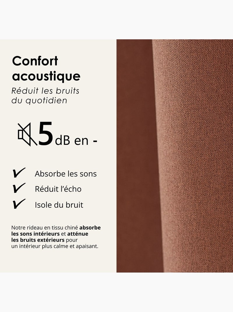 Rideau 100% occultant thermique phonique chiné midnight Terracotta - Kiabi