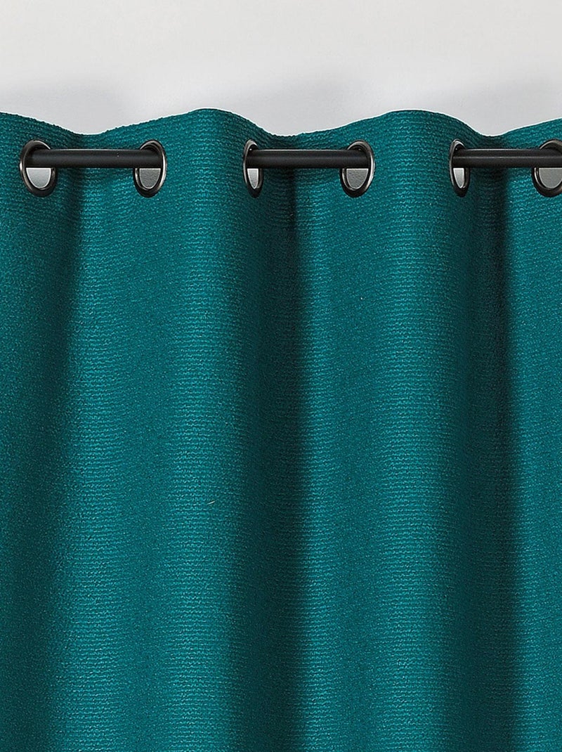Rideau à l'aspect texturé en bouclette Bleu canard - Kiabi