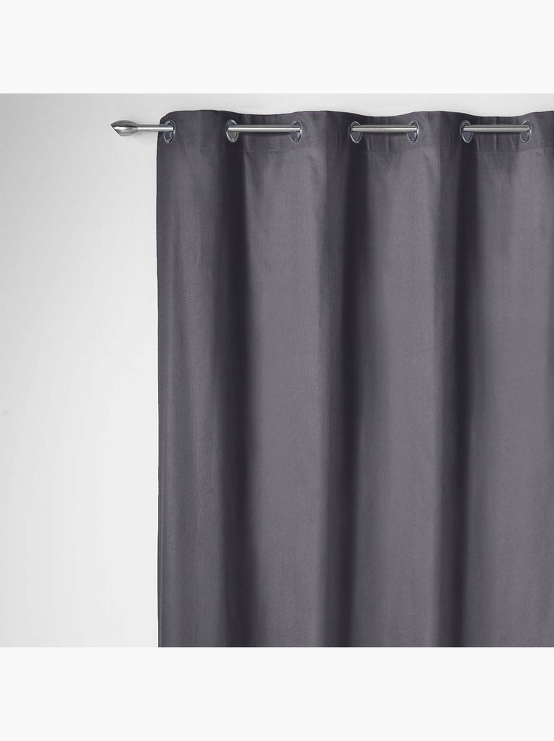 Rideau à œillets 100 % coton panama Bleu foncé - Kiabi
