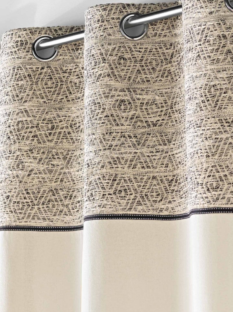 Rideau à Oeillets Camalia Top Jacquard Bois naturel - Kiabi