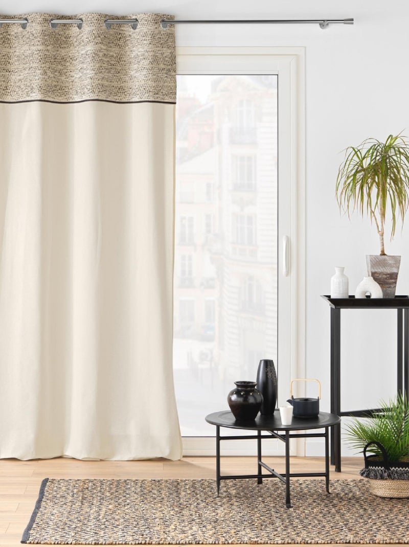 Rideau à Oeillets Camalia Top Jacquard Bois naturel - Kiabi