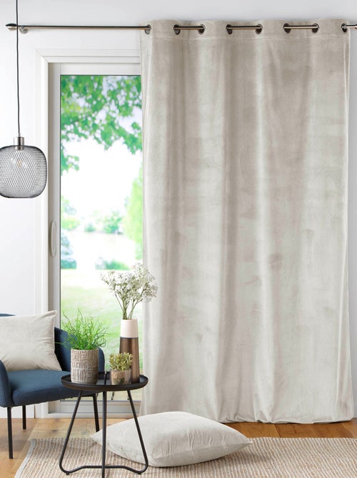Rideau à œillets casual sauge velours côtelé uni - Kiabi