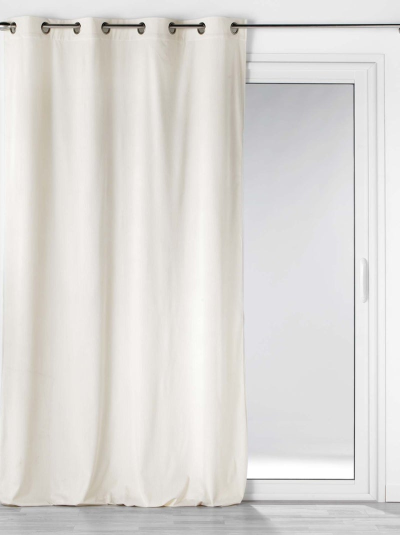 Rideau à œillets casual sauge velours côtelé uni Bois naturel - Kiabi