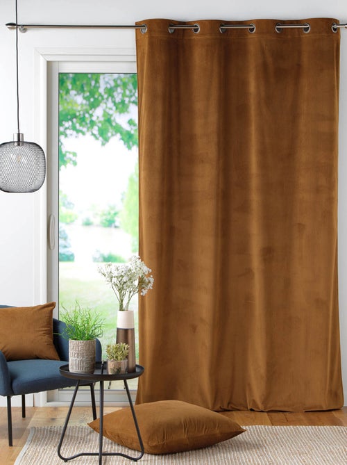 Rideau à œillets casual sauge velours côtelé uni - Kiabi