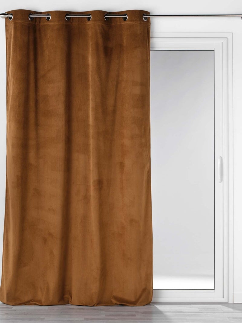 Rideau à œillets casual sauge velours côtelé uni Marron tabac - Kiabi