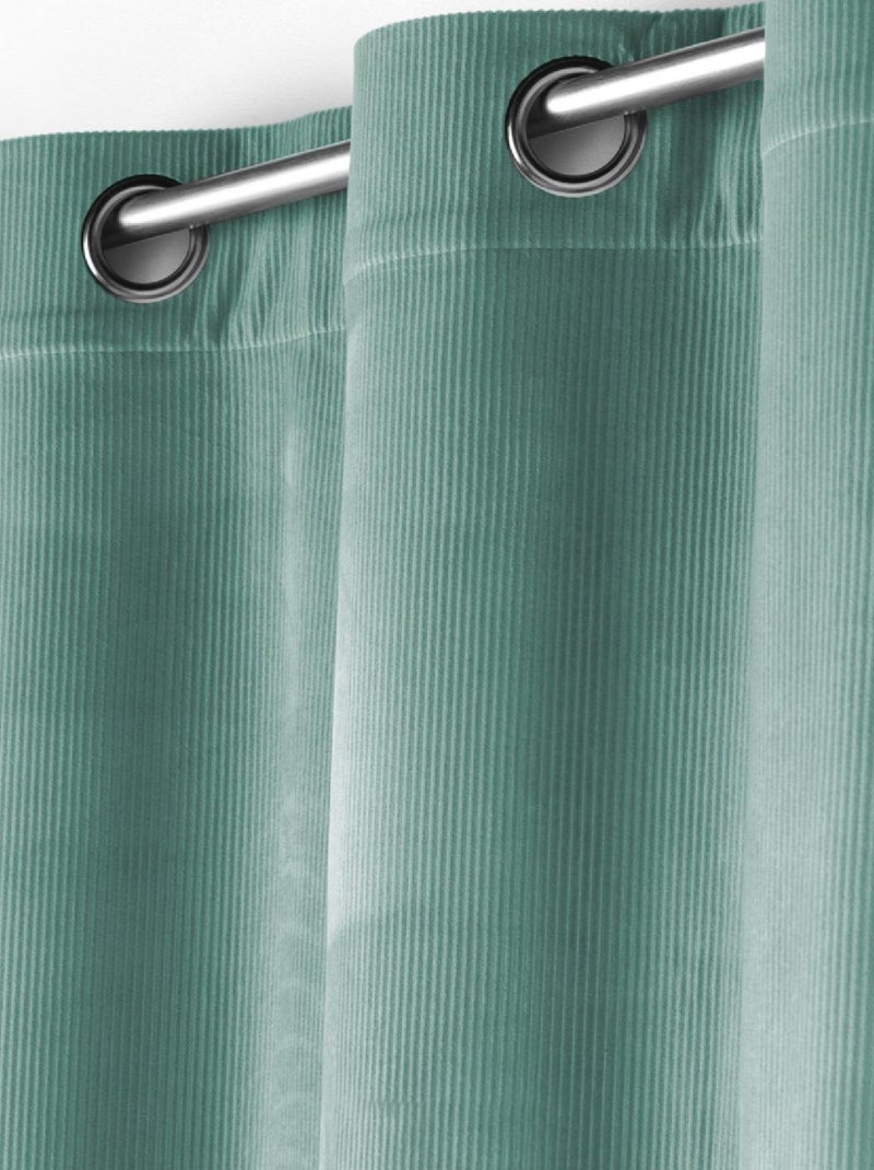 Rideau à œillets casual sauge velours côtelé uni Vert - Kiabi