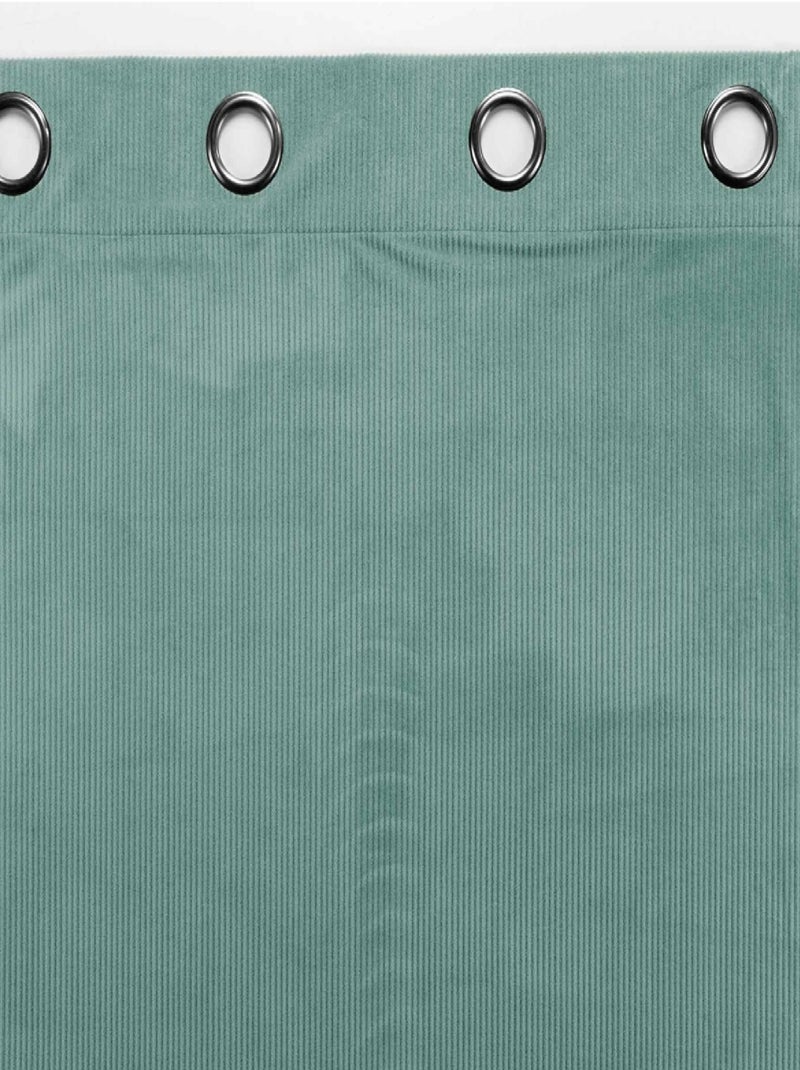 Rideau à œillets casual sauge velours côtelé uni Vert - Kiabi