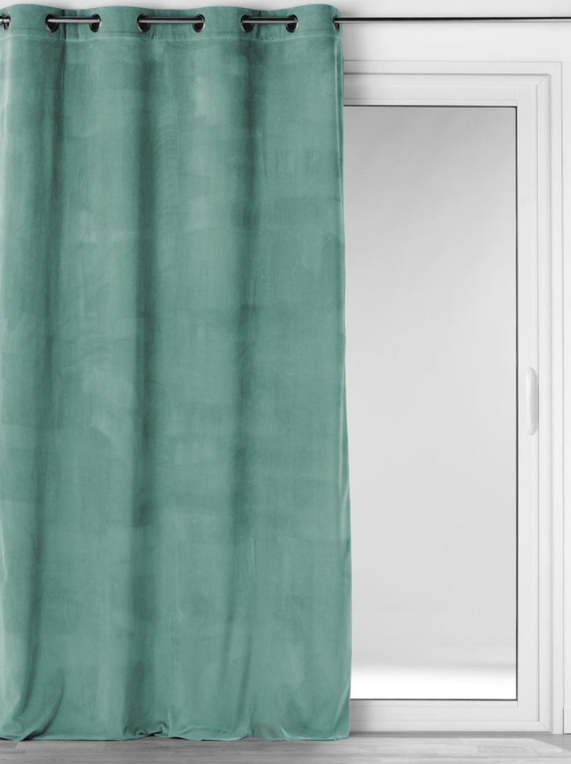 Rideau à œillets casual sauge velours côtelé uni Vert - Kiabi