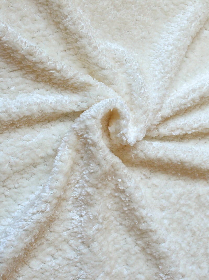 Rideau à oeillets chenille  - Effet peluche Ecru - Kiabi
