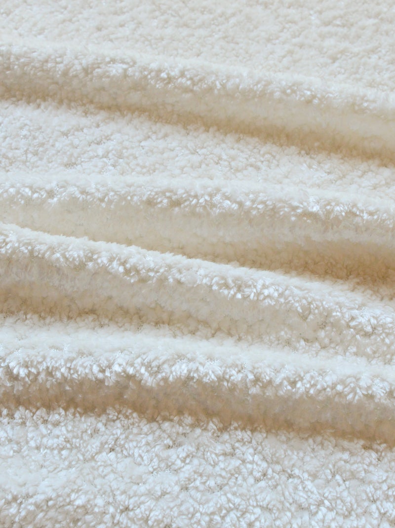 Rideau à oeillets chenille  - Effet peluche Ecru - Kiabi