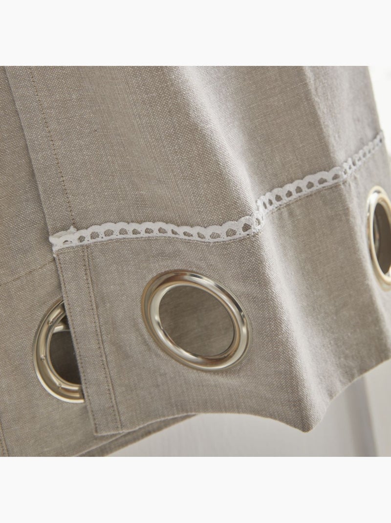 Rideau à oeillets coton uni CHARME Beige - Kiabi