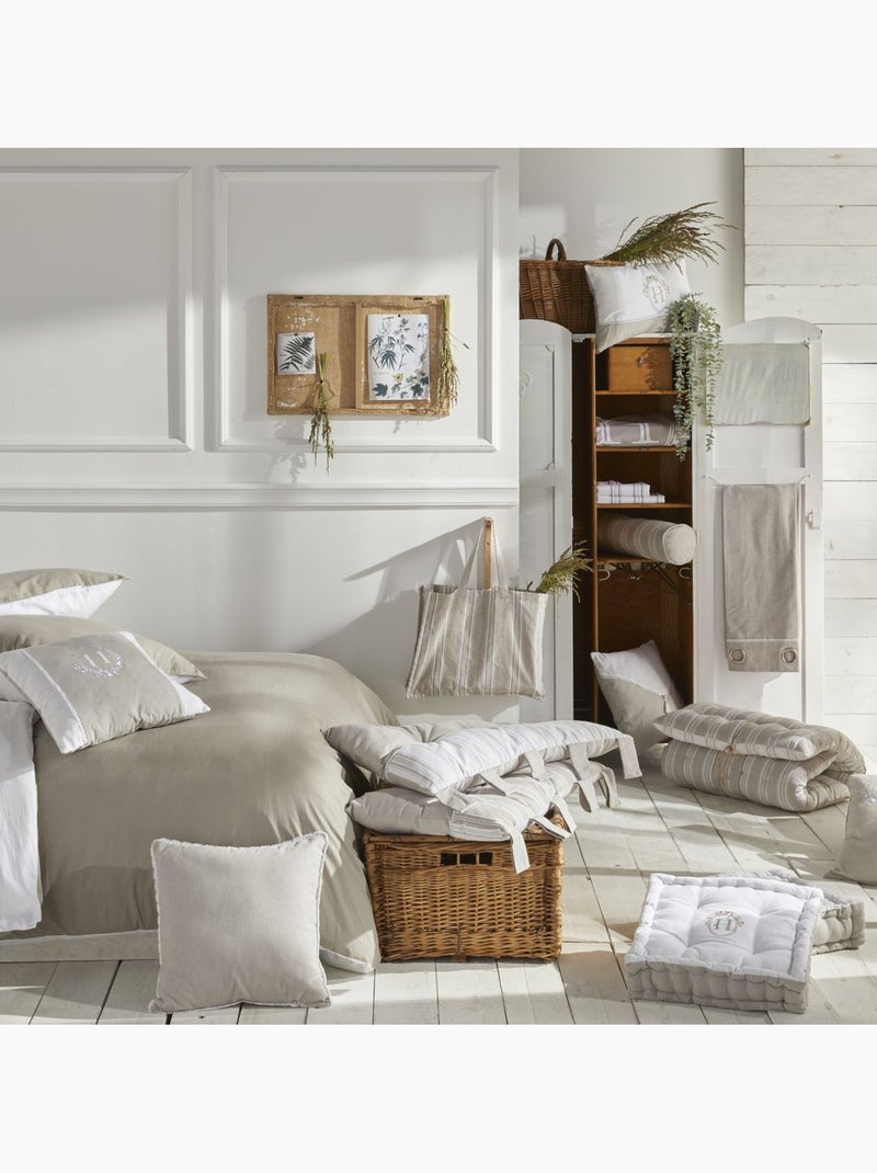 Rideau à oeillets coton uni CHARME Beige - Kiabi