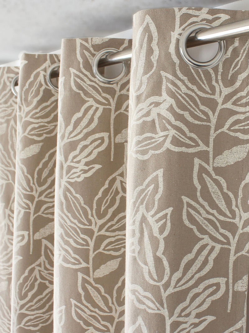 Rideau à oeillets en coton recyclé Chambray Bois naturel - Kiabi