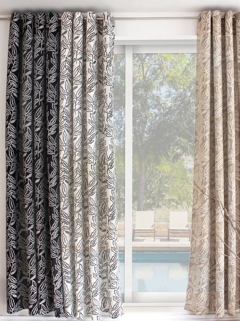 Rideau à oeillets en coton recyclé Chambray Noir - Kiabi