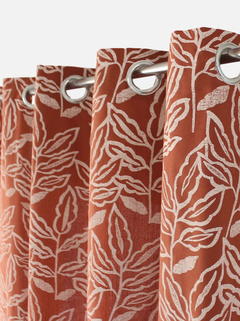 Rideau à oeillets en coton recyclé Chambray Terracotta - Kiabi