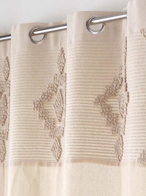 Rideau à œillets en poly-coton avec bande décorative - Kiabi