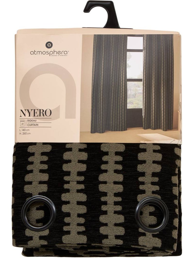 Rideau à oeillets en tissu chenille nyero Vert - Kiabi