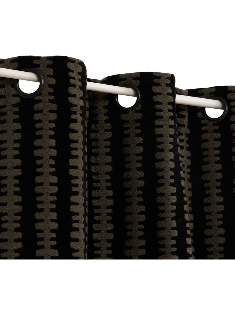 Rideau à oeillets en tissu chenille nyero Vert - Kiabi