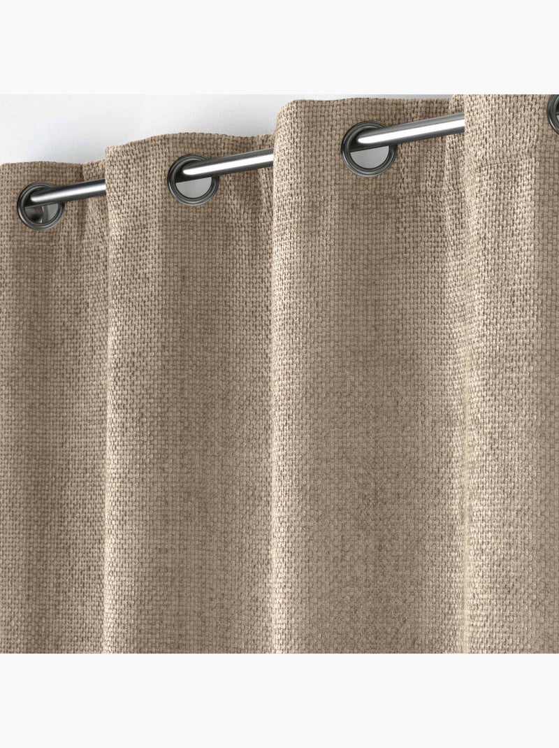 Rideau à œillets en velours chenille Beige sable - Kiabi