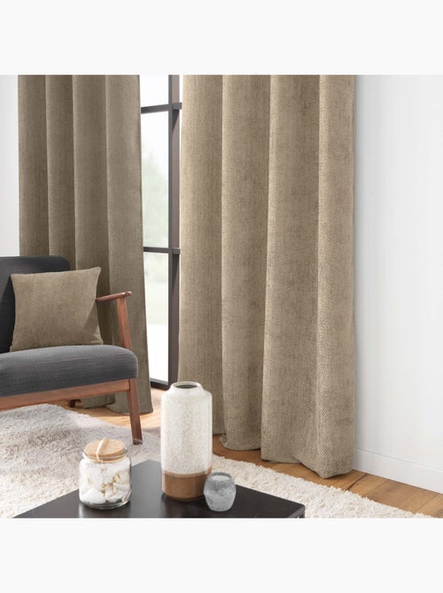 Rideau à œillets en velours chenille - Kiabi