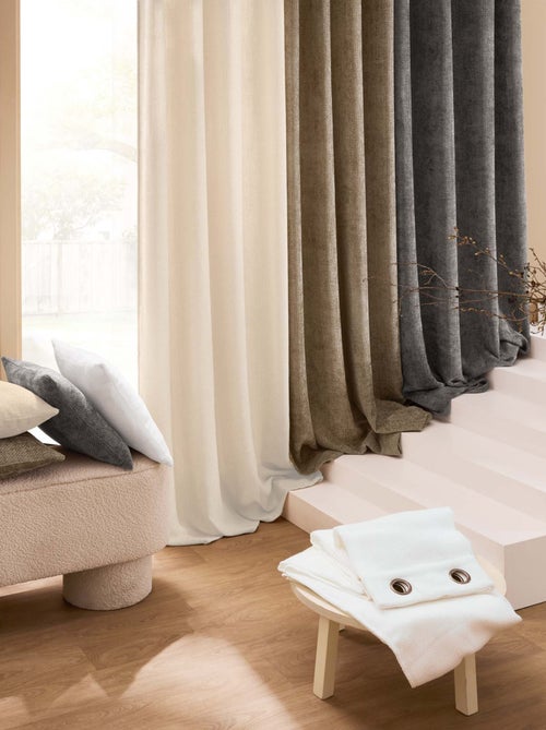 Rideau à œillets en velours chenille - Kiabi