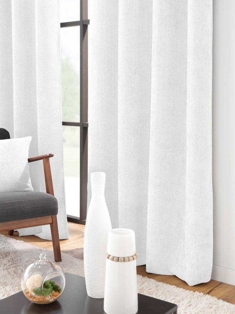 Rideau à œillets en velours chenille Blanc - Kiabi